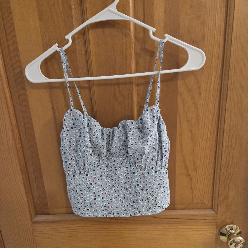 ROMWE Blue and White Patterned Tank Top